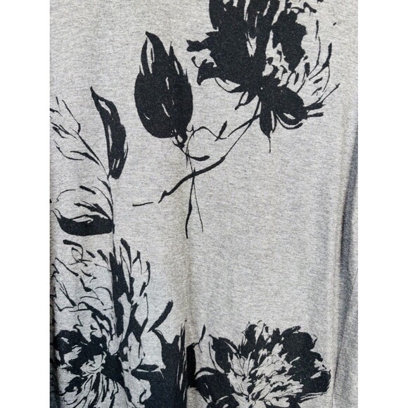 Talbots Black Gray Floral Crew Neck Pullover 3/4 Sleeve T Shirt Top Plus 2XP - Picture 2 of 7